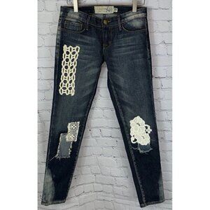 ARTISAN DE LUXE FREE PEOPLE Women’s Patched Skinny Jeans Size 25 Distressed